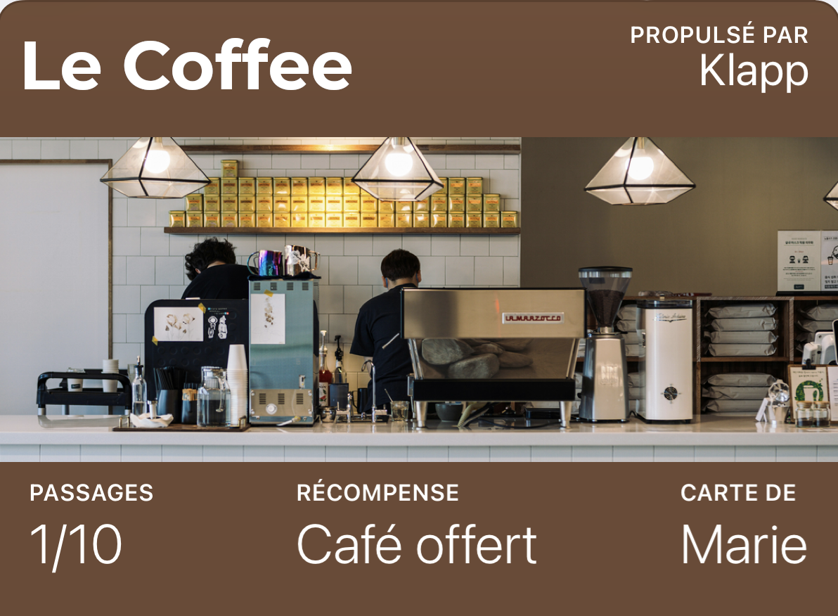 Carte de fidélité Le Coffee dans Apple Wallet