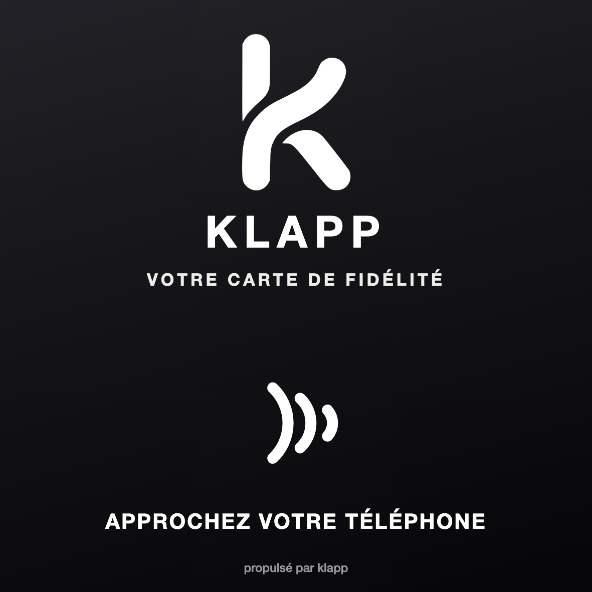 Plaque NFC Klapp posée au comptoir